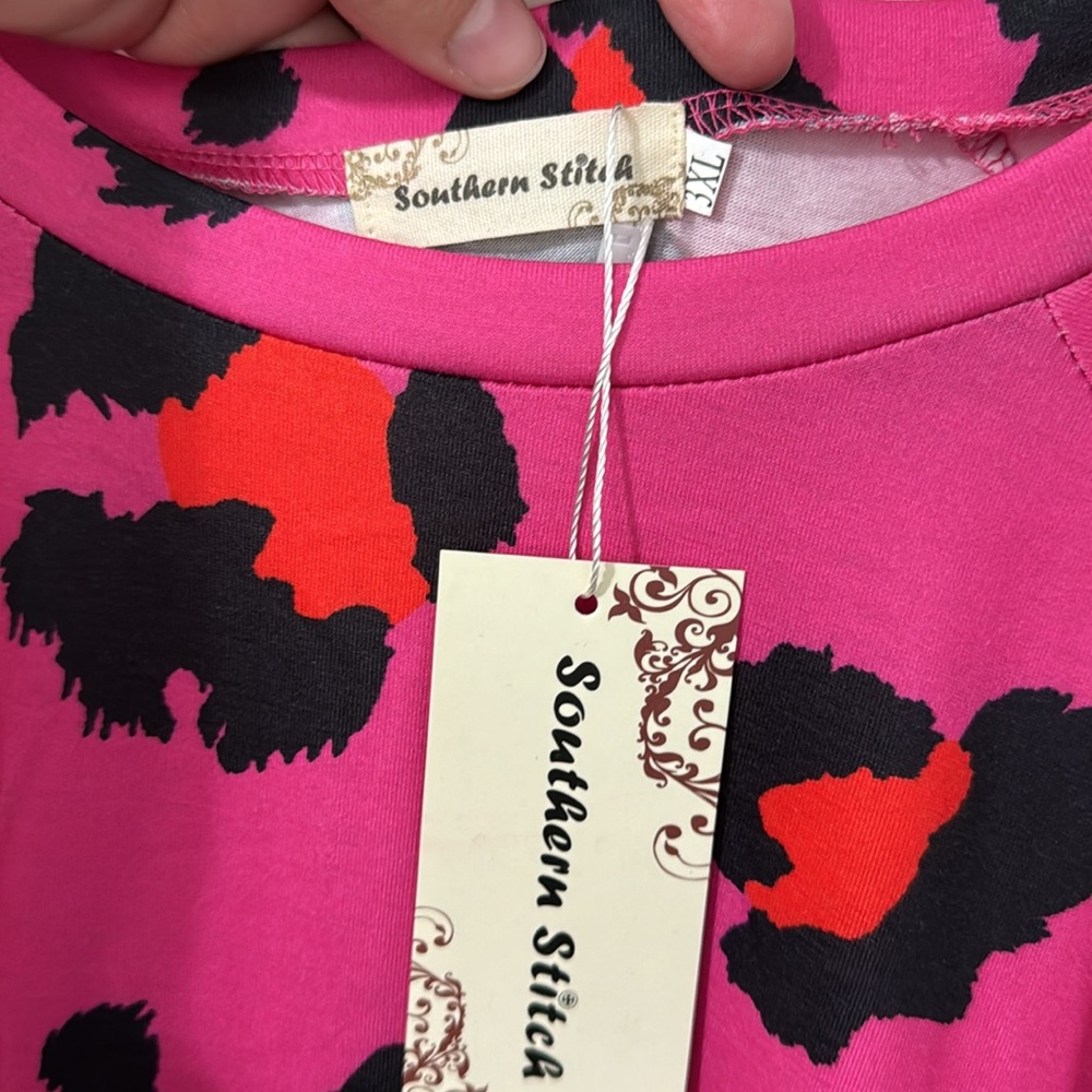 NWT Southern Stitch pink cheetah top with fringe - Picture 4 of 11
